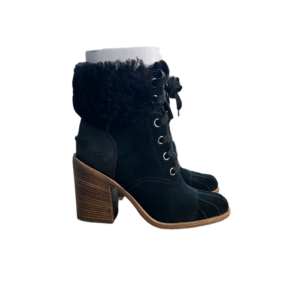 UGG Jaxon Suede & Shearling Boots Women’s Size 7 - Picture 4 of 5